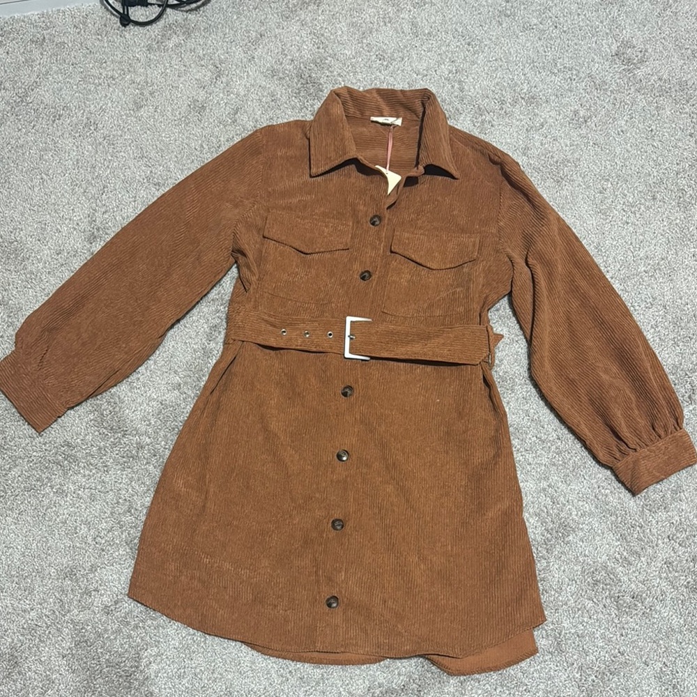 Entro Brown Corduroy Belted Dress 👗